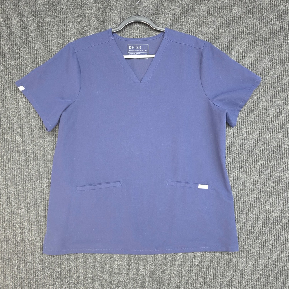 FIGS Casma Scrub Top XL Navy Blue V-Neck Technical Collection 1000213 Womens